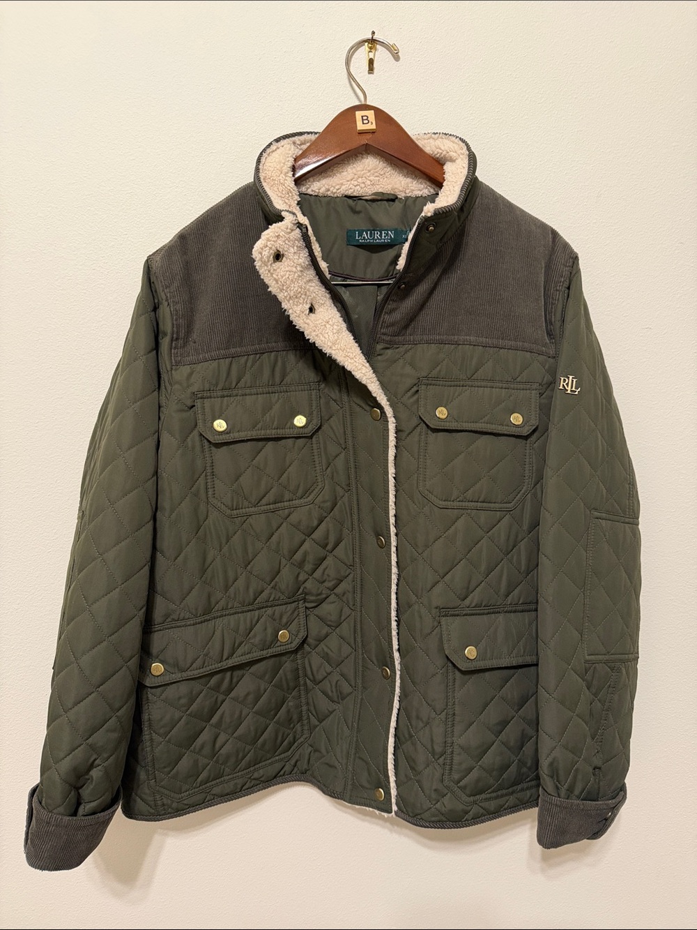 Women’s Lauren Ralph Lauren Olive Quilted Field Jacket XL
